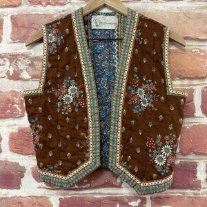Vintage Suttles And Seawinds Limited Vest Women's L Boho Cottage Floral Quilted